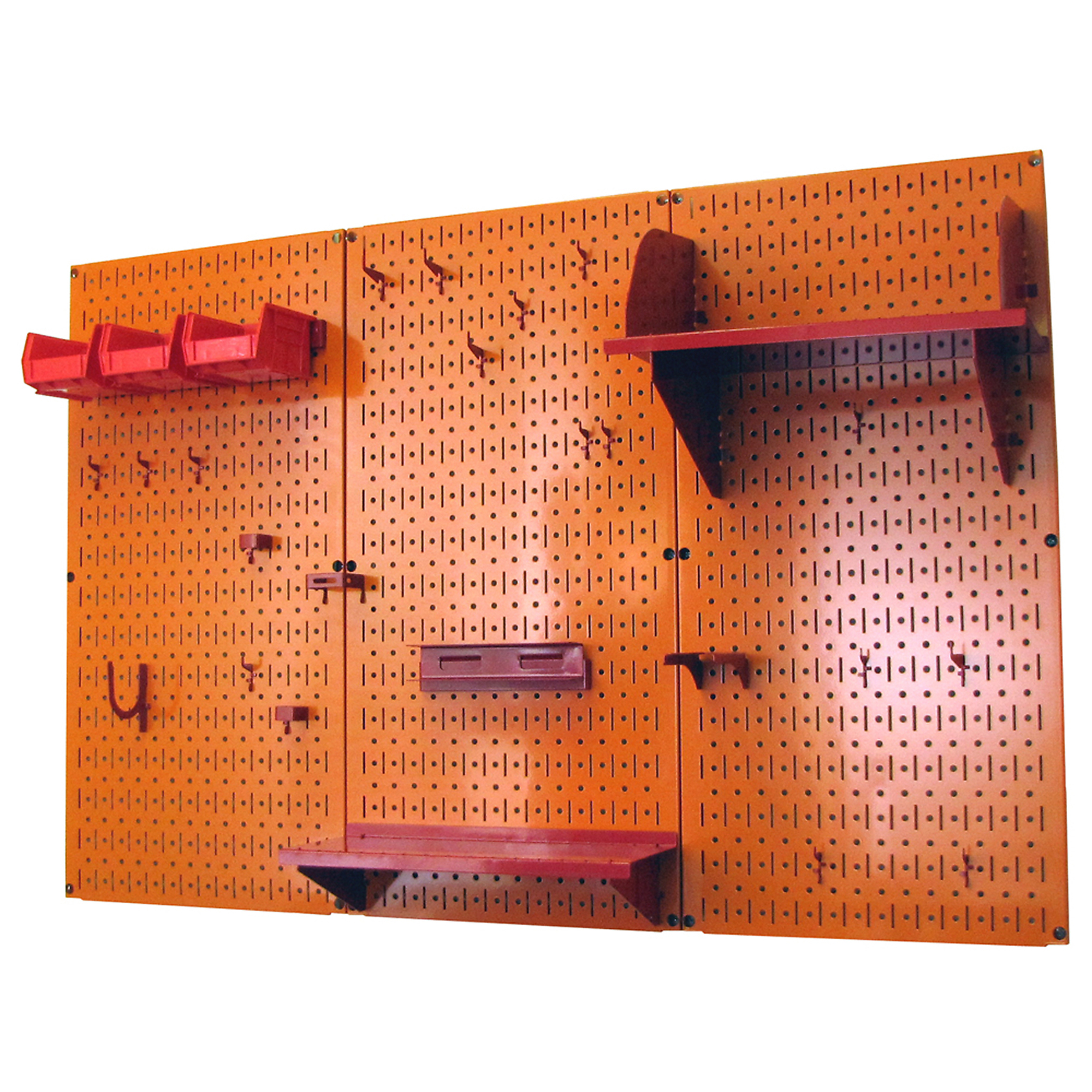 Wall Control Industrial Metal Pegboard Tool Storage Kit — 4ft., 20-Ga. Steel, Orange Toolboard with Red Accessories, Model# 35IWRK-400-ORR